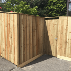 Feather edge fencing with a feather edge single gate