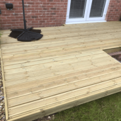 L shaped decking in Bridgend