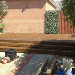 Timber decking at the back of garden