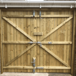 Timber double garage door from inside